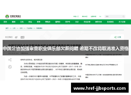 中国足协加强审查职业俱乐部欠薪问题 逾期不改将取消准入资格 中国足协加强审查职业俱乐部欠薪问题 逾期不改将取消准入资格